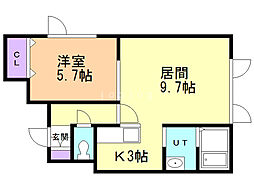 リヴェール5・5 1LDKの間取図画像