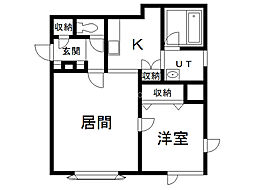 カリオンR 1LDKの間取図画像