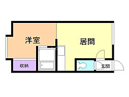 第2イーストハイツ 1DKの間取図画像