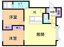 ファーレ2 2LDKの間取図画像
