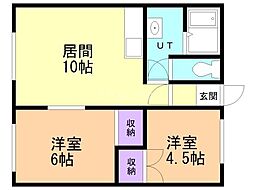 市村マンション 2LDKの間取図画像