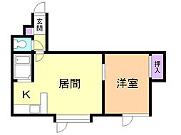 エスポアール 1DKの間取図画像