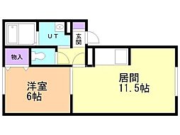 パークタウン4条B 1LDKの間取図画像