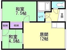 長谷川マンション 2LDKの間取図画像
