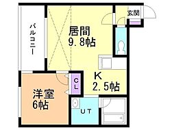 FrosytmoonA 1LDKの間取図画像