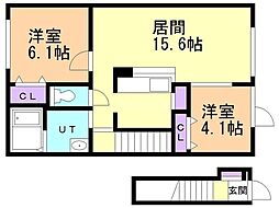 モンレーヴ豊岡 2LDKの間取図画像