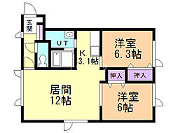 ルーブル 2LDKの間取図画像