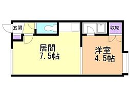 サンティアゴ 1DKの間取図画像