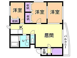 クリスタル東光 3LDKの間取図画像