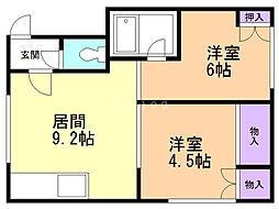 ハイツコズエ 2DKの間取図画像
