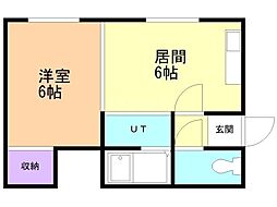 ハイツ川端 1DKの間取図画像