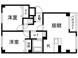 ラウルス 2LDKの間取図画像