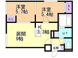 パークヒルズ 2LDKの間取図画像