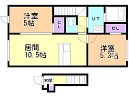 Lennon大町 2LDKの間取図画像