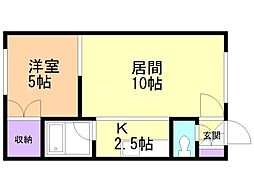カサグレースB 1LDKの間取図画像