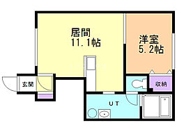 エコハウス6 1LDKの間取図画像