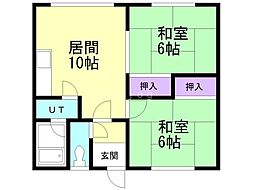 南6条ハイツA 2LDKの間取図画像
