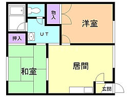 リバーシティ 2DKの間取図画像