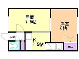 第3ハイツあおき 1LDKの間取図画像
