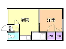 川端410ハイツA 1DKの間取図画像