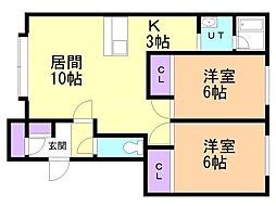 プロビデンスB 2LDKの間取図画像