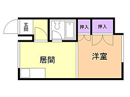 北相ビル ワンルームの間取図画像