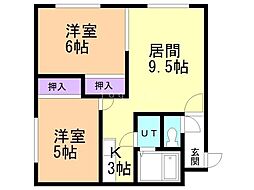 Kハイツ 2LDKの間取図画像