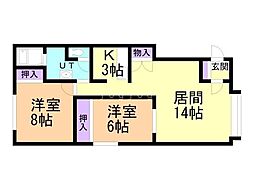 アメジストC 2LDKの間取図画像