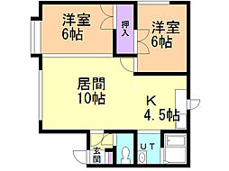 クリスタル6・8 2LDKの間取図画像