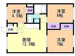 グリーン・ハイム3 3LDKの間取図画像