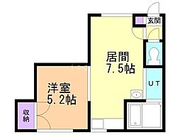スクエア 1DKの間取図画像
