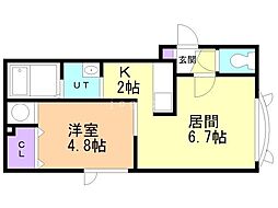 ノヴェル41A 1DKの間取図画像