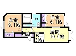 アンダンテ・D 2LDKの間取図画像