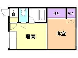 ハウスゆーとぴあ 1DKの間取図画像