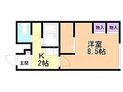 レオパレスたいせつ 1Kの間取図画像