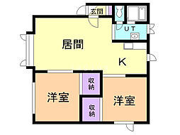 3条ハイツ 2LDKの間取図画像