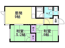 シティハイム 2DKの間取図画像