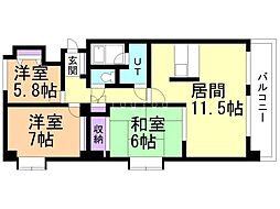 トーアパレス豊岡 3LDKの間取図画像