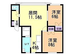 エアーマックストーコー1 2LDKの間取図画像
