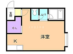 コットンハウス22 1Kの間取図画像