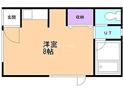 カムイ112ハウスA ワンルームの間取図画像