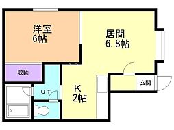 パープルハイツ 1DKの間取図画像
