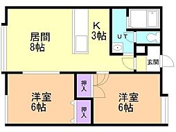 パール・ノエル 2LDKの間取図画像
