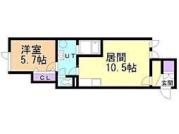 ピースフル 1LDKの間取図画像