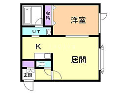 ロワールE 1LDKの間取図画像