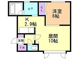 オーロラ2 1LDKの間取図画像