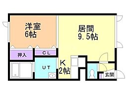 カステルム 1LDKの間取図画像