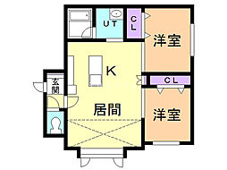 ルセットB 2LDKの間取図画像