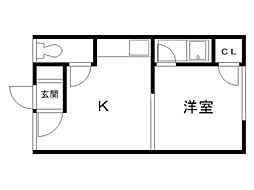 オルフェーヴル 1LDKの間取図画像