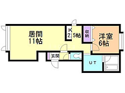 プリマヴェーラ東光 1LDKの間取図画像